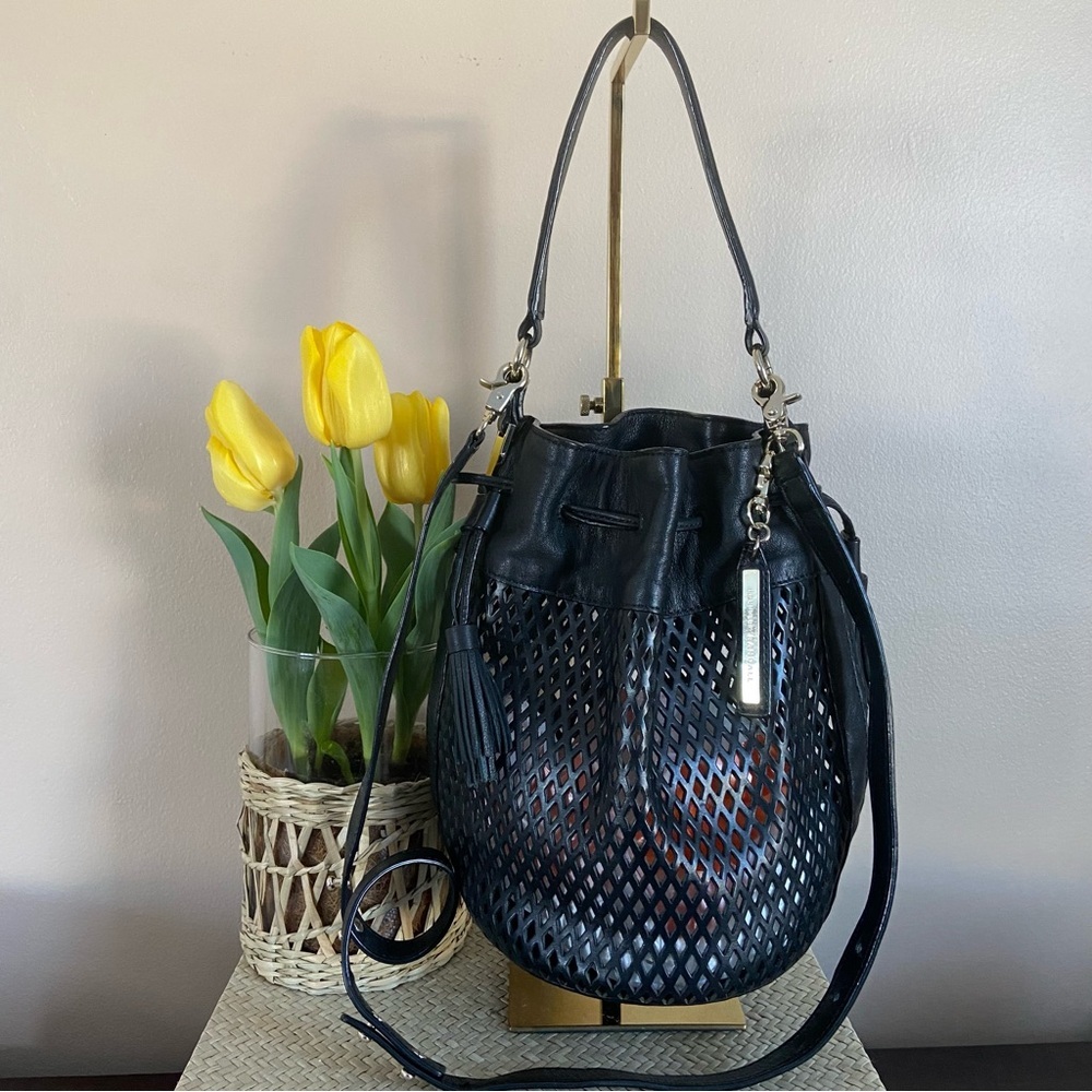 Loeffler Randall Industry Perforated Leather Bucket Crossbody Bag